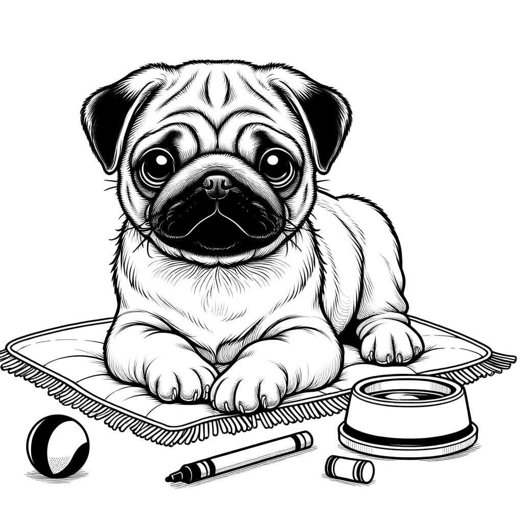 Hướng dẫn tô màu hình chó Pug đáng yêu