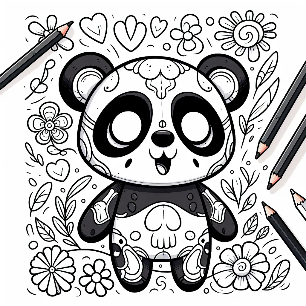 Bộ sưu tập hình tô màu Nhân vật SkullPanda ngộ nghĩnh dành cho bé - Tô màu và sáng tạo không giới hạn.