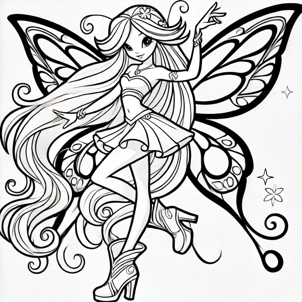 Hình tô màu tiên nữ Layla trong Winx Club.