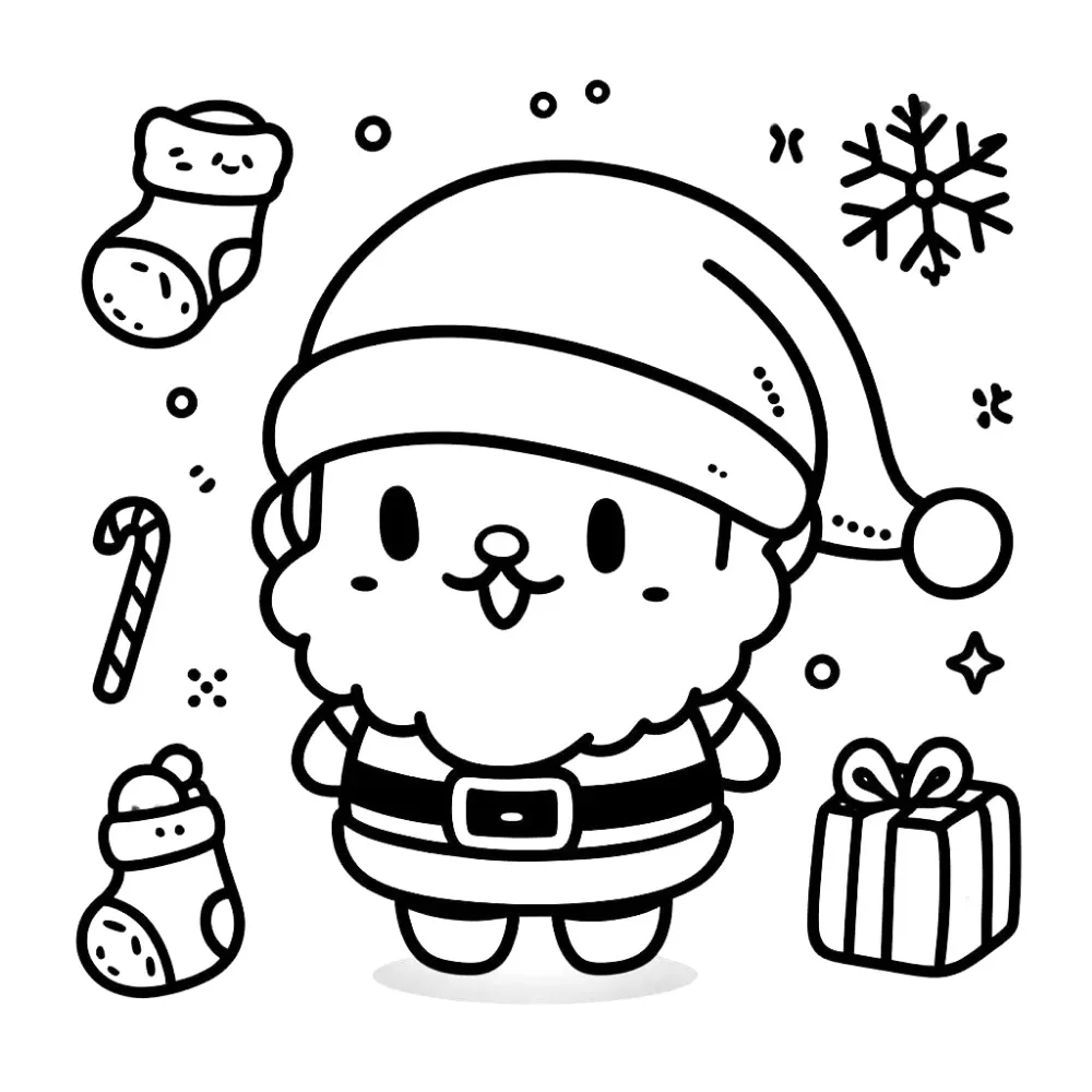 Tranh tô màu ông già Noel cho bé phiên bản chibi đáng yêu